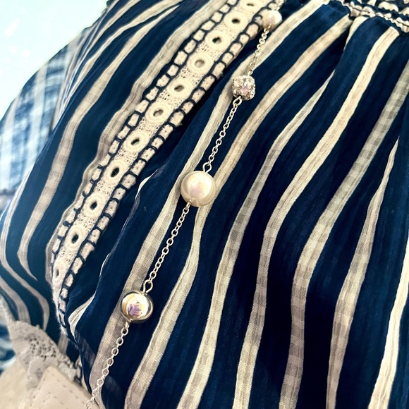 NWT M Parker Blue White Stripped Off Shoulder Dress!! - Picture 9 of 12